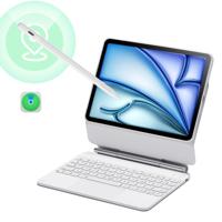 iPad Air 11“ (2025) Rebound Magnetische Tastatur Hülle 360 Pencil Bündel - DE Layout-White