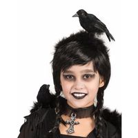 Verkleed diadeem dames - met zwarte kraai - 17 cm - Halloween thema   - - thumbnail