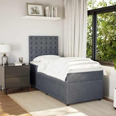 Boxspring met matras fluweel donkergrijs 80x200 cm