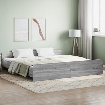 Bedframe met hoofd- en voeteneinde grijs sonoma 200x200 cm