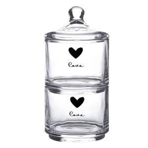 Clayre & Eef Voorraadpot Deksel Ø 10x21 cm Glas Rond Hart Love