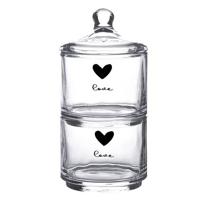 Clayre & Eef Voorraadpot Deksel Ø 10x21 cm Glas Rond Hart Love - thumbnail