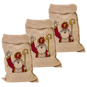 Pakket van 4x stuks jute Sinterklaas cadeau zakken groot 50 x 80 cm