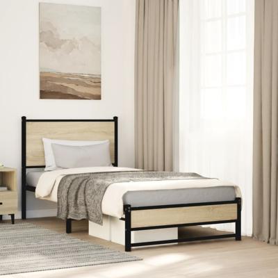 Bedframe zonder matras metaal sonoma eikenkleurig 75x190 cm