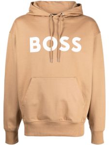 BOSS hoodie en coton à logo imprimé - Marron