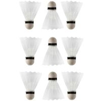 Set van 9x stuks badminton shuttles met veertjes - wit - 9 x 6 cm - Sportartikelen - thumbnail