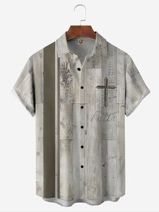 Faith Cross Chest Pocket Short Sleeve Bowling Shirt