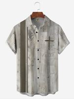 Faith Cross Chest Pocket Short Sleeve Bowling Shirt - thumbnail