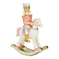 Hobbelpaard met notenkraker van poly mint, roze (B/H/D) 13x18x6cm