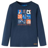 Kindershirt met lange mouwen voetbalprint 104 gemleerd marineblauw