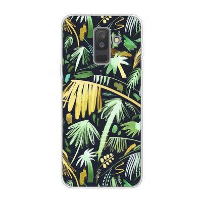Tropical Palms Dark: Samsung Galaxy A6 Plus (2018) Transparant Hoesje