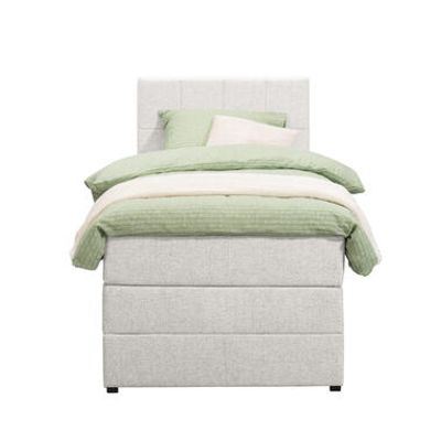 Boxspring met opbergruimte Liv geblokt - ecru - 90x200 cm - Leen Bakker
