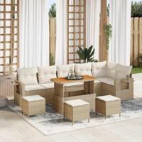 Tuinbankenset 10 pcs Beige poly rattan
