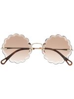 Chloé lunettes de soleil à monture festonnée - Or