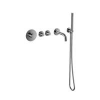 Badset Inbouw Deluxe Sanilux Giles Met Box Thermostaat Geribbelde Knop Gunmetal Sanilux