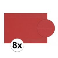 Placemats - 8x stuks - rood - gevlochten - 45 x 30 cm - onderleggers