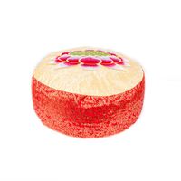 Yogi & Yogini Meditatiekussen Rond Katoen Rood Geel - Lotus - 33 x 16 cm - thumbnail