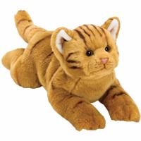 Pluche knuffeldier poes/kat - rood - liggend - 33 cm - huisdier knuffel