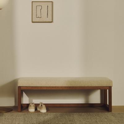 Kave Home Bankje 'Loya' Chenille en walnoot beukenhout, 128cm