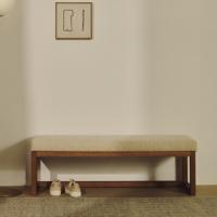 Kave Home Bankje 'Loya' Chenille en walnoot beukenhout, 128cm