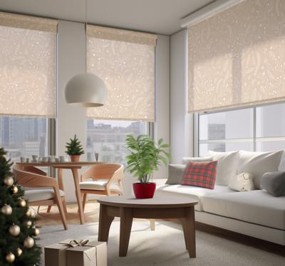 Kerst planten rolgordijn woonkamer beige