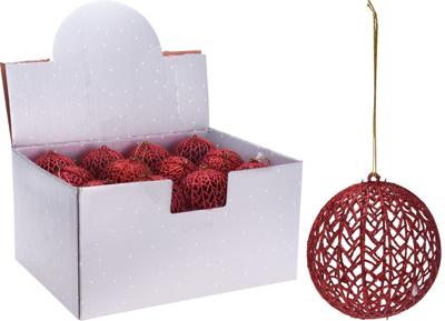 5 stuks! Kerstbal met glitter 9 cm rood - Nampook
