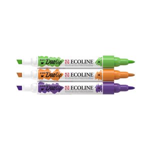 Ecoline Duotip markeerstift 3 stuk(s) Beitelvormige/fijne punt Lichtgroen, Lichtoranje, Violet