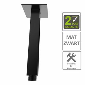AQS Douchearm Luxe Vierkant Plafondbevestiging 20 cm Mat Zwart Boss & Wessing
