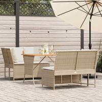 3-delige Loungeset met kussens poly rattan beige