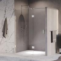 Brauer Void - Nisdeur - 2-Delig - Helder Glas - 150 x 200 cm - Omkeerbaar - met Draaideur 70 cm - Aan Glas - incl. Glascoating - Chroom