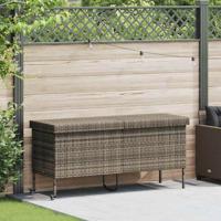 Tuinbox met wielen 160x55x75 cm poly rattan grijs