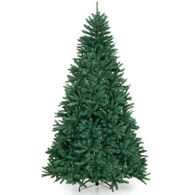 225 cm Kerstboom Onverlichte Kunstmatige Scharnierende Volledige Boom Premium PVC Douglas Boom met 2254 Toppen Groen