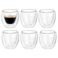 Vivalto dubbelwandige Espresso koffieglazen - 12x stuks - Borosilicaat glas - 100 ml