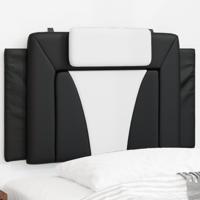 Hoofdbordkussen 90 cm kunstleer zwart en wit