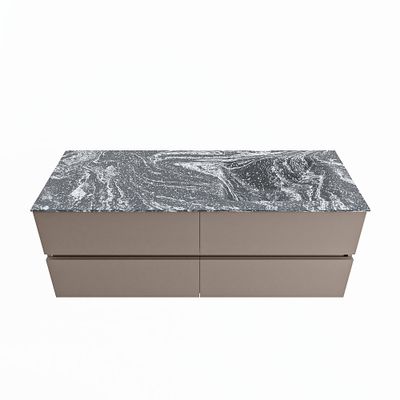 MONDIAZ VICA-DLUX 130cm badmeubel onderkast Smoke 4 lades. Inbouw wastafel CLOUD rechts 1 kraangat, kleur Lava.