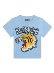 Kenzo Kids t-shirt en coton à imprimé tigre - Bleu