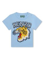 Kenzo Kids t-shirt en coton à imprimé tigre - Bleu - thumbnail