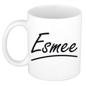 Naam cadeau mok / beker Esmee met sierlijke letters 300 ml