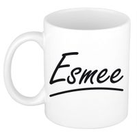 Naam cadeau mok / beker Esmee met sierlijke letters 300 ml - thumbnail