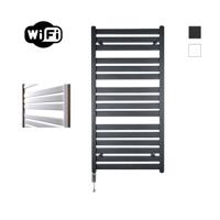 Elektrische Radiator Sanicare HWV - Moda Met Wifi 120x60 cm Mat Zwart 876W Met Thermostaat Chroom Linksonder Sanicare