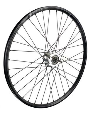 Achterwiel 28 inch 622 zwart rvs spaak 8v rollerbrake