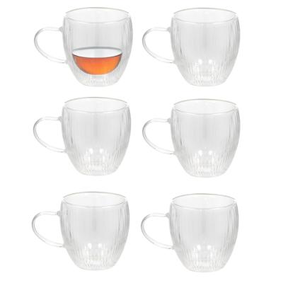 Gerimport Koffieglazen Stripes - 6x - dubbelwandig - theeglas - borosilicaatglas - 250 ml - H9 cm Gerimport Koffieglazen Stripes - 6x - dubbelwandig - theeglas - borosilicaatglas - 250 ml - H9 cm