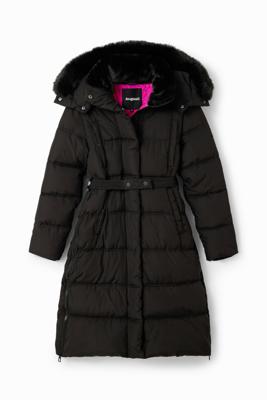 Gewatteerde jas met riem - BLACK - XL