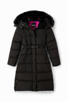 Gewatteerde jas met riem - BLACK - XL