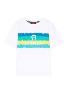 Aigner Kids t-shirt en coton à logo imprimé - Blanc