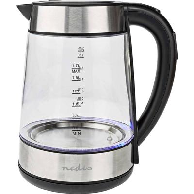 Nedis KAWK320EGS Waterkoker Aantal/Volume: 1.7 l Zilver, Transparant