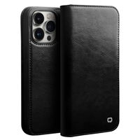 Qialino - iPhone 14 Pro - Leren bookcase hoes - Zwart Qialino - iPhone 14 Pro - Leren bookcase hoes - Zwart