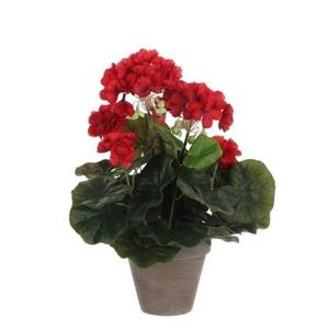 Mica Decorations Geranium Kunstplant - H34 x Ø20 cm - Rood