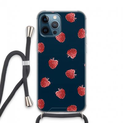 Framboosjes: iPhone 13 Pro Max Transparant Hoesje met koord
