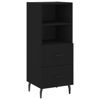 The Living Store Dressoir Modern Zwart - 34.5 x 34 x 90 cm - Bewerkt Hout en Metaal